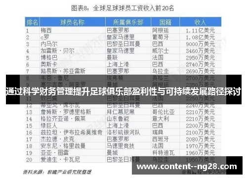 通过科学财务管理提升足球俱乐部盈利性与可持续发展路径探讨 通过科学财务管理提升足球俱乐部盈利性与可持续发展路径探讨